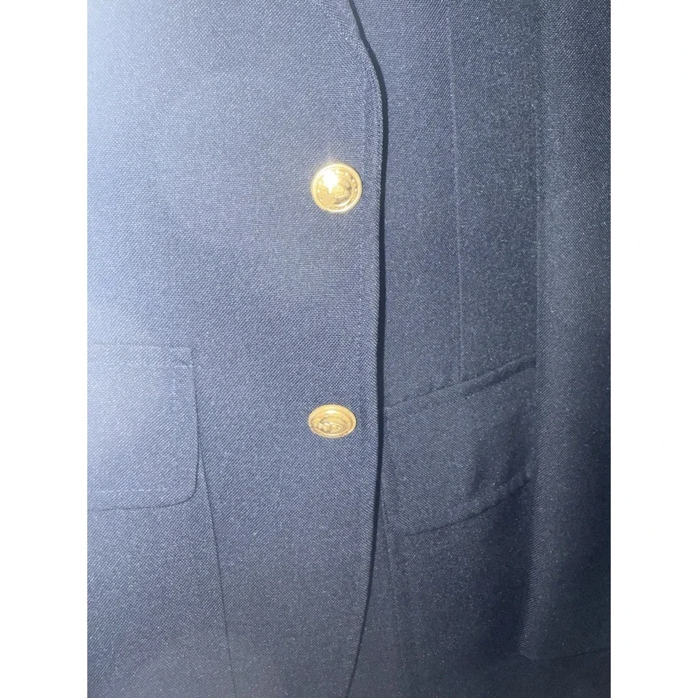 Vintage Stanley Blacker Mens Blue Notch Two Button Flap Pocket Blazer Suit 40